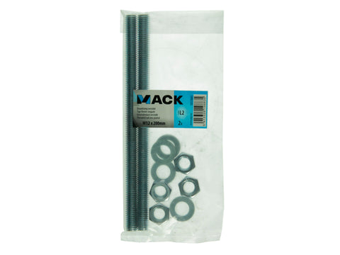 Mack Draadeind met moer M12 200mm verzinkt 2 stuks