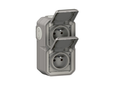 Legrand Dubbel verticaal stopcontact met penaarde donkergrijs
