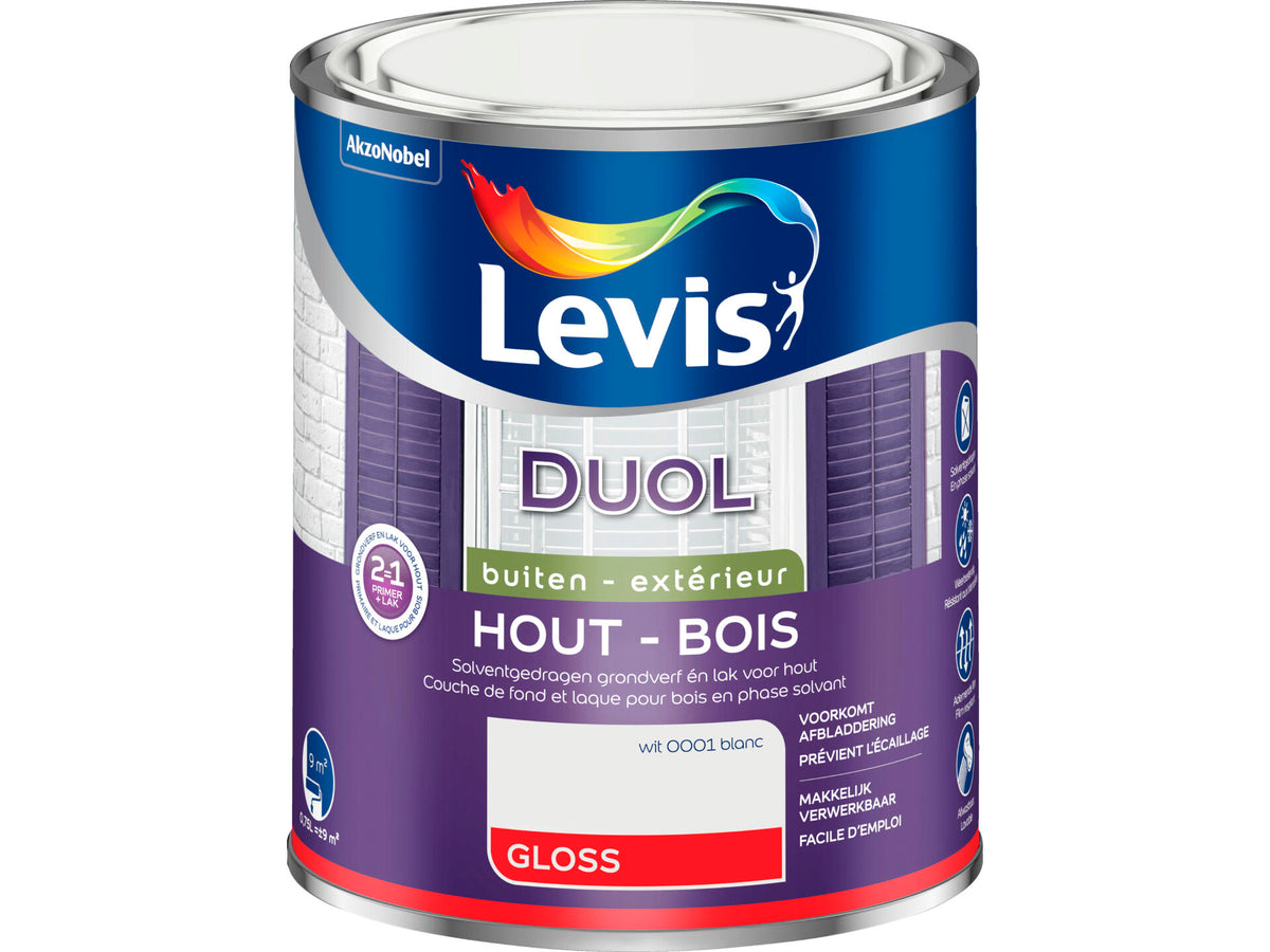 Levis Duol houtlak hoogglans 0,75l wit