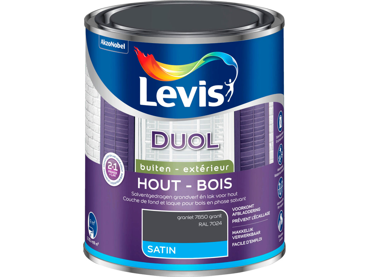 Levis Duol houtlak zijdeglans 0,75l graniet