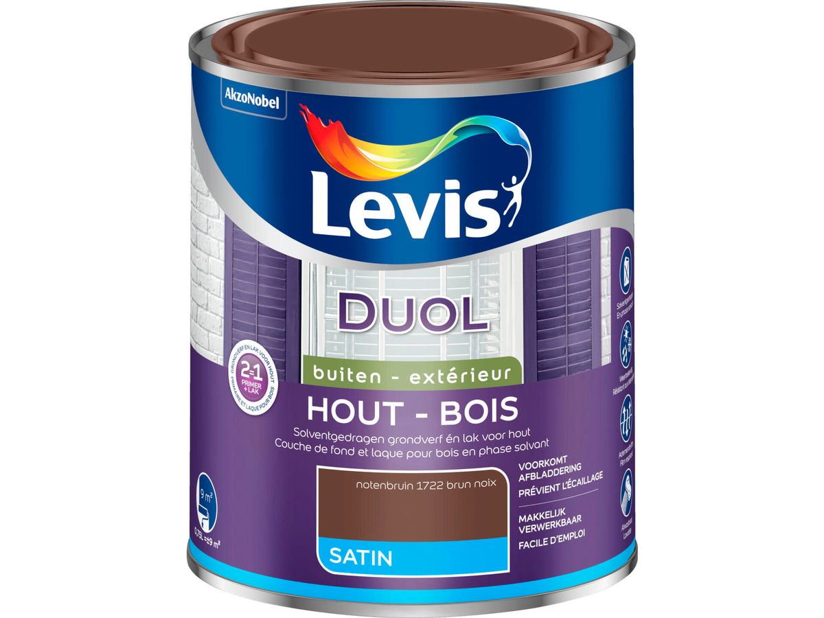 Levis Duol houtlak zijdeglans 0,75l notenbruin