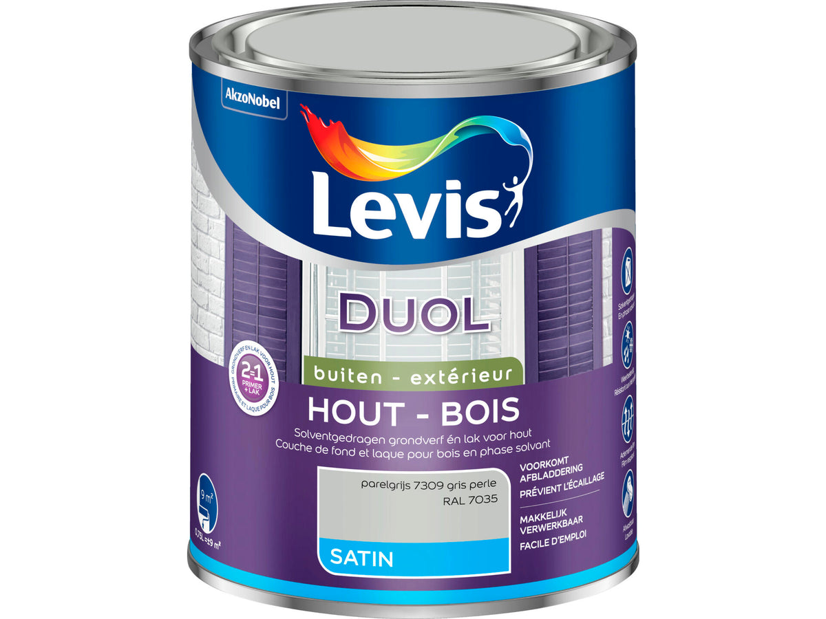 Levis Duol houtlak zijdeglans 0,75l parelgrijs