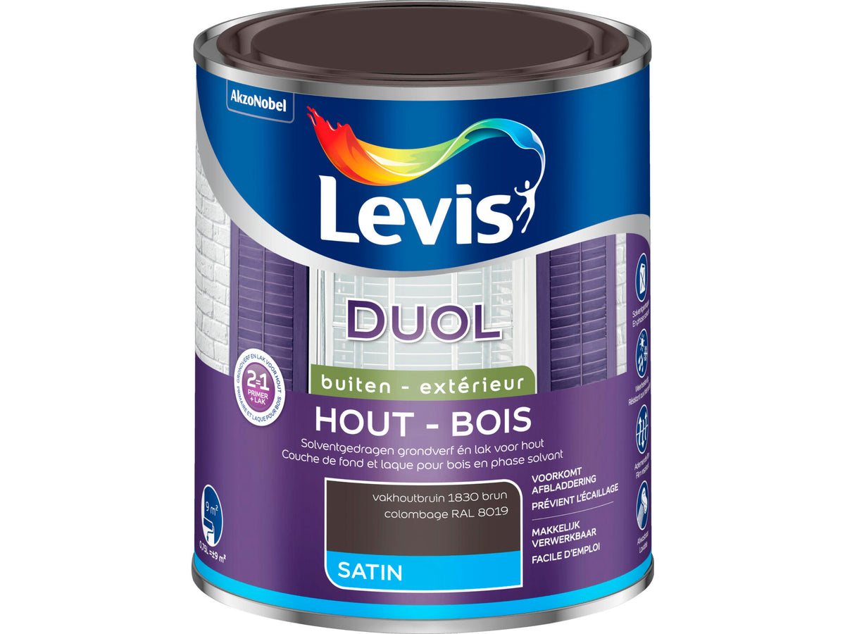Levis Duol houtlak zijdeglans 0,75l vakhoutbruin