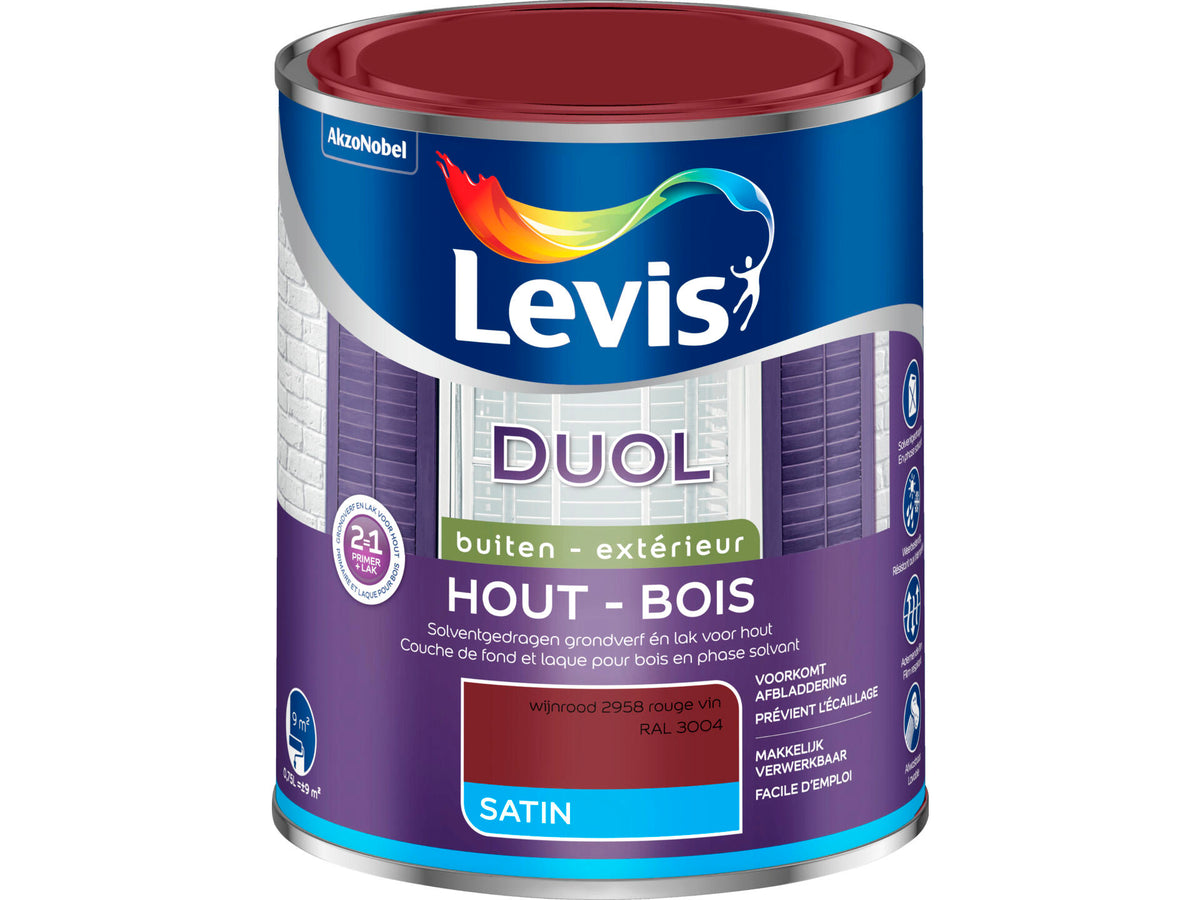 Levis Duol houtlak zijdeglans 0,75l wijnrood