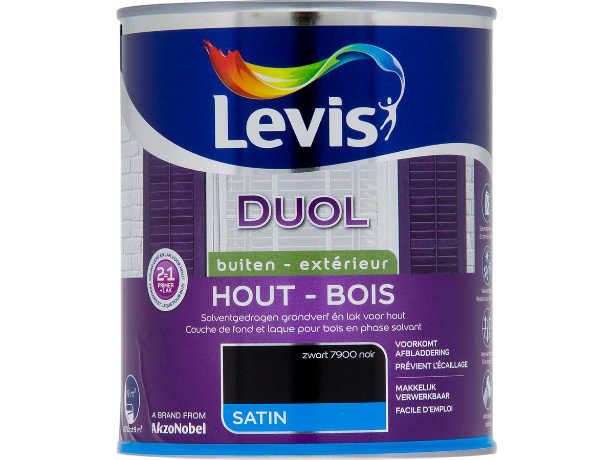 Levis Duol houtlak zijdeglans 0,75l zwart