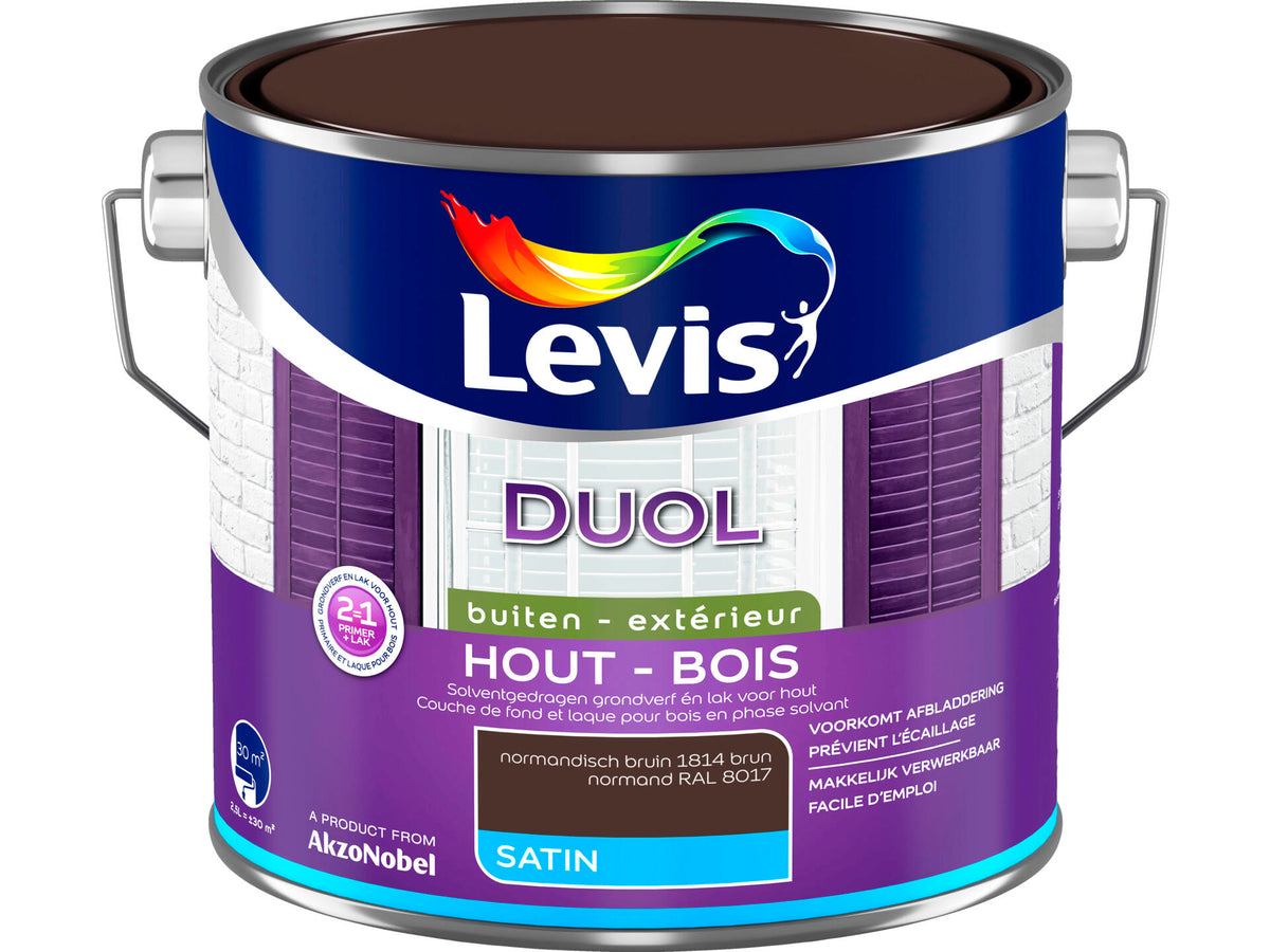Levis Duol houtlak zijdeglans 2,5l normandisch bruin