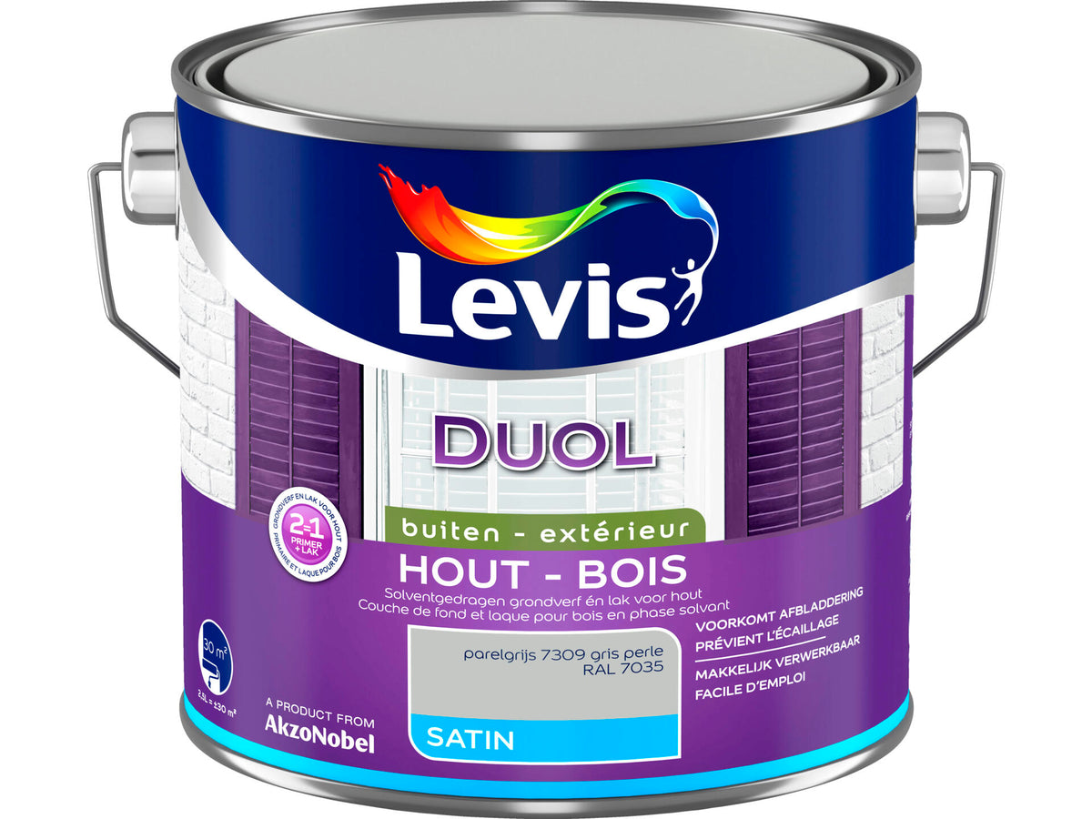 Levis Duol houtlak zijdeglans 2,5l parelgrijs