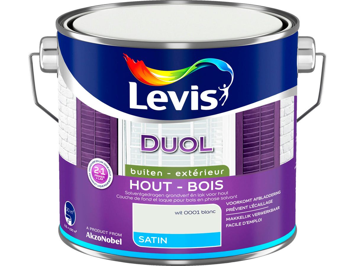 Levis Duol houtlak zijdeglans 2,5l wit