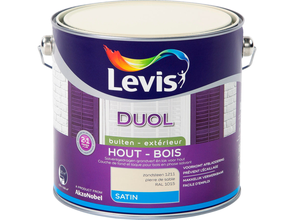 Levis Duol houtlak zijdeglans 2,5l zandsteen