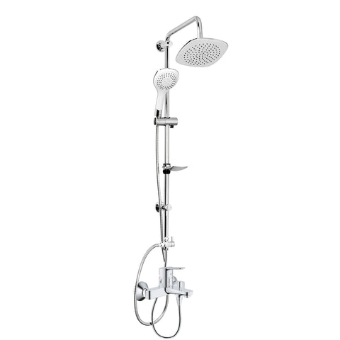 GROHE BauEdge badmengkraan met BELVIT Ganzia regendouche chroom – doucheset, douchesysteem incl. douchestang & zeepschaal – complete set voor de badkamer, douchesystemen — SKU MB-35987-40689, EAN 5404029134947