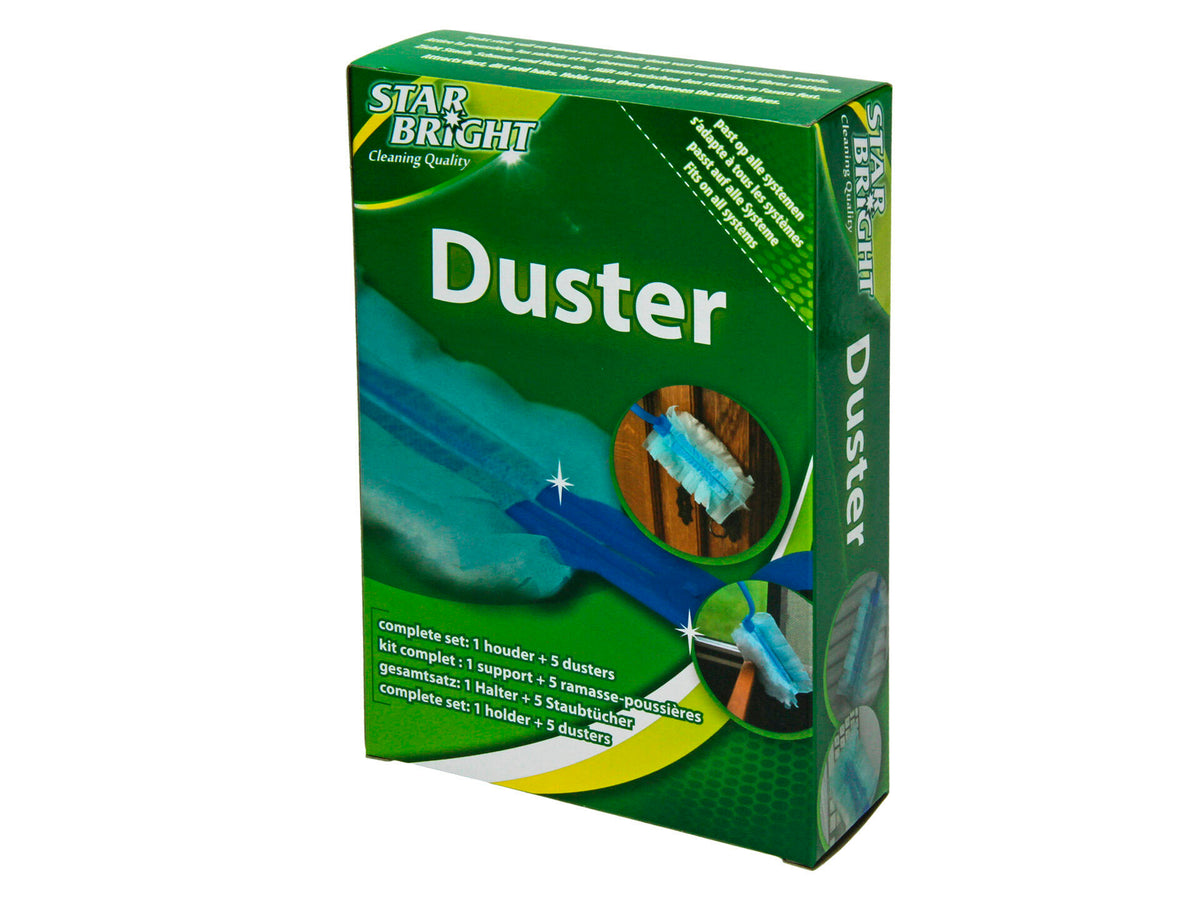 Duster afstoffer houder en stoffers 5 stuks