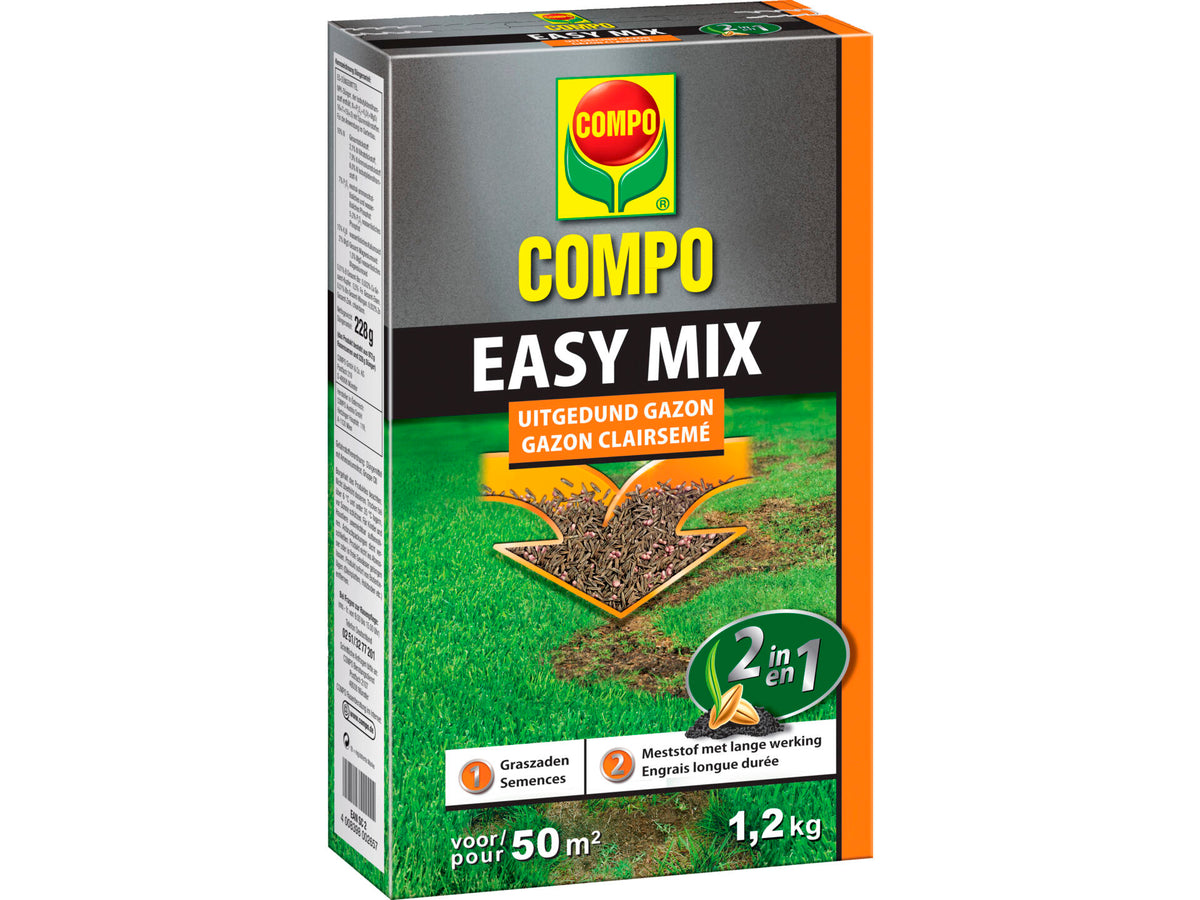 Compo Easy Mix 2-in-1 graszaad uitgedunde gazons 1,2kg