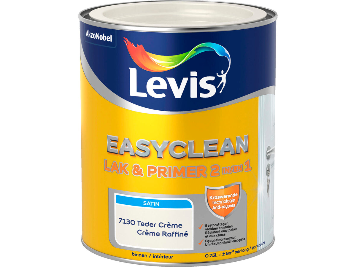 Levis EasyClean 2-in-1 lak & primer zijdeglans 0,75l teder crème