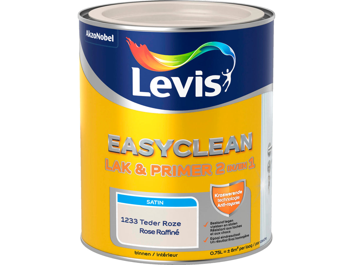 Levis EasyClean 2-in-1 lak & primer zijdeglans 0,75l teder roze