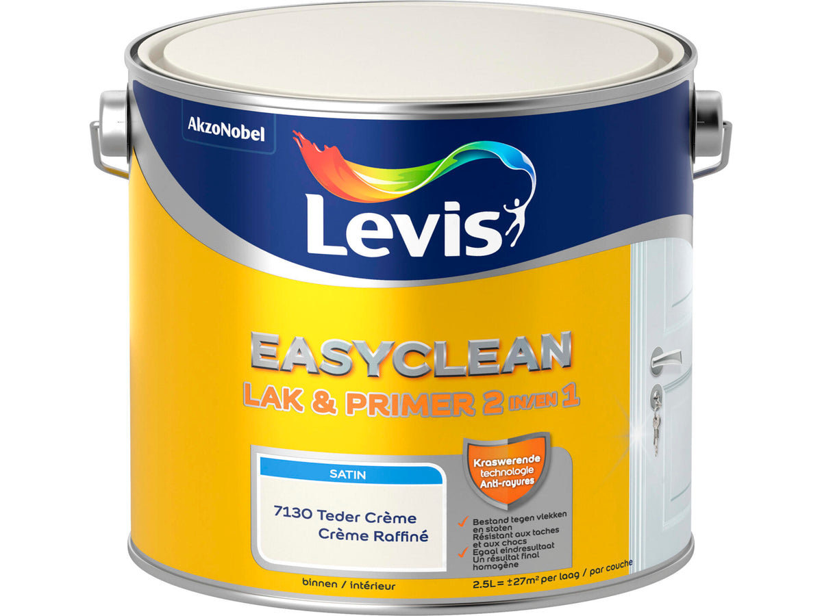 Levis EasyClean 2-in-1 lak & primer zijdeglans 2,5l teder crème