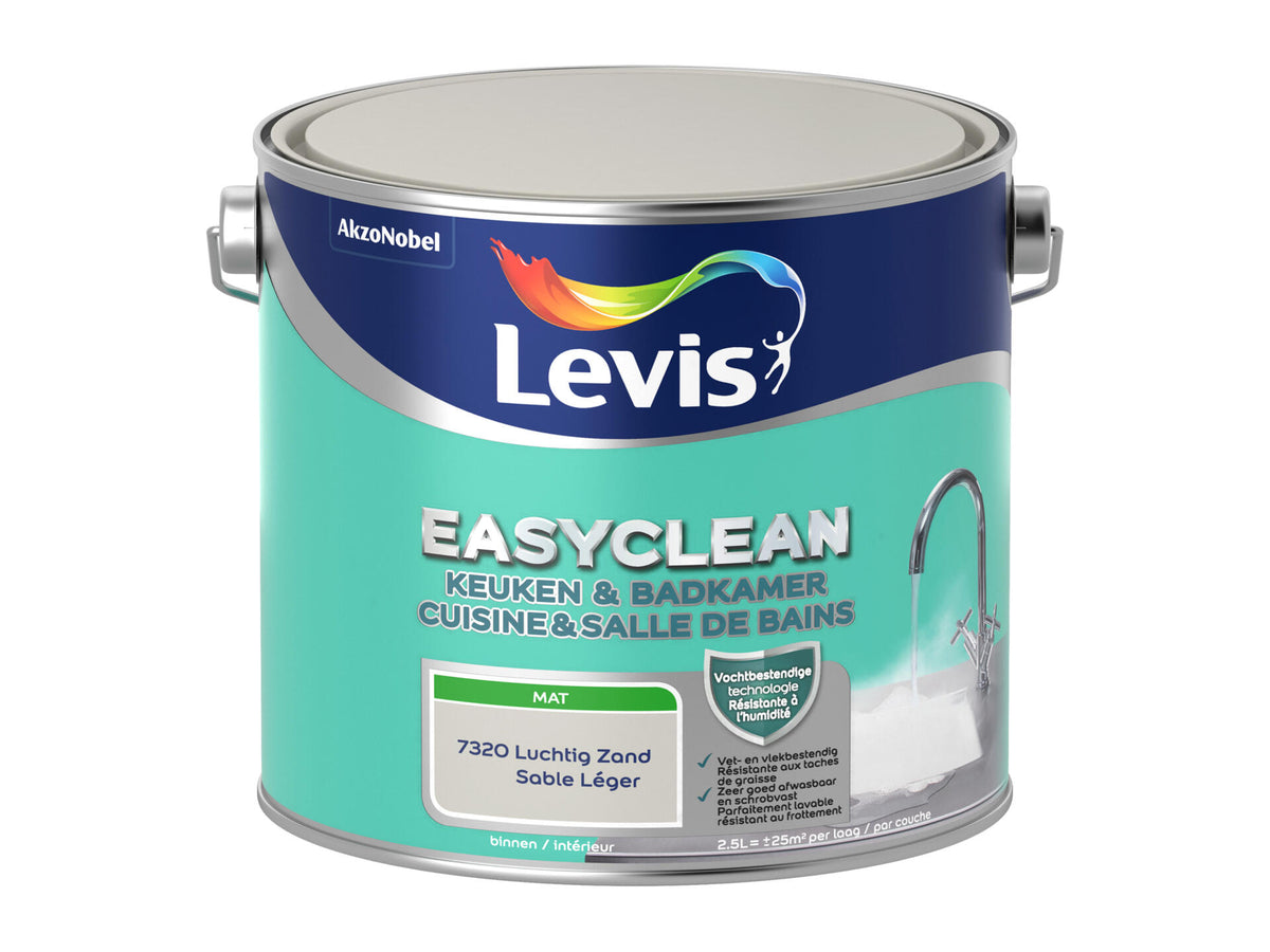 Levis EasyClean keuken- en badkamerverf mat 2,5l luchtig zand