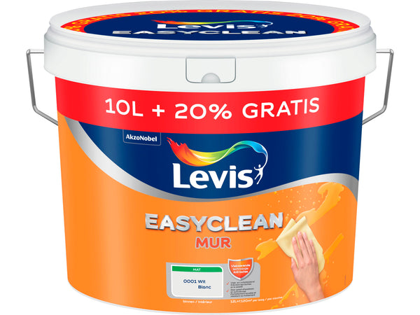 Levis EasyClean peinture murale mat 10l + 20% blanc