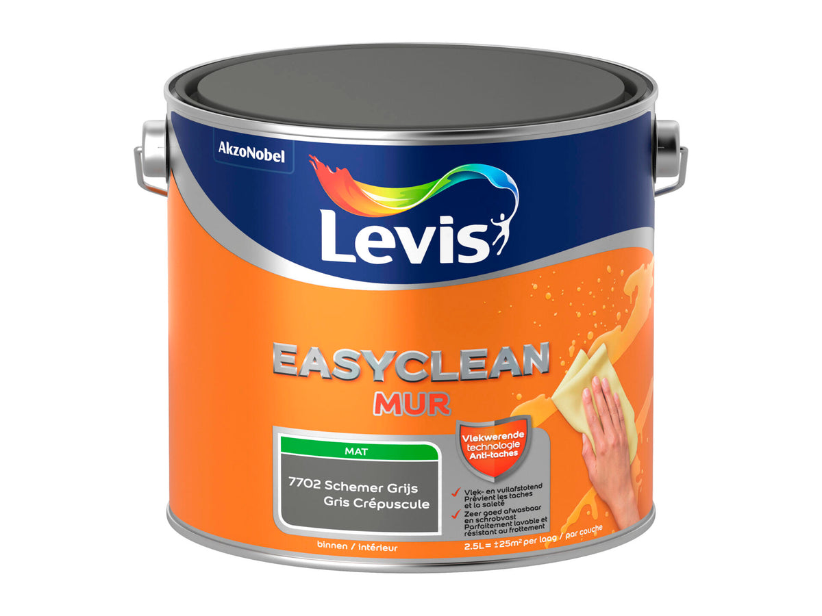 Levis EasyClean muurverf mat 2,5l schemer grijs