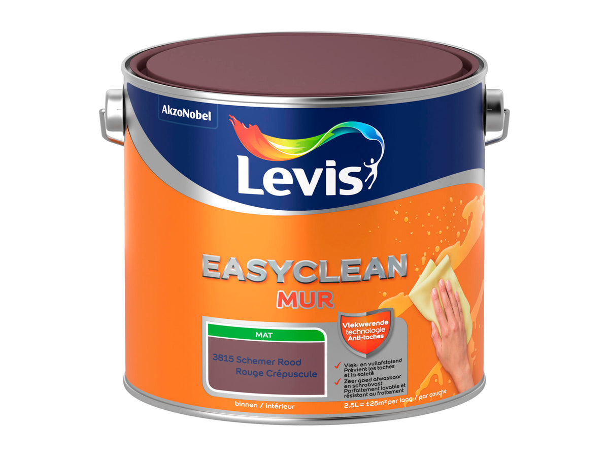 Levis EasyClean muurverf mat 2,5l schemer rood