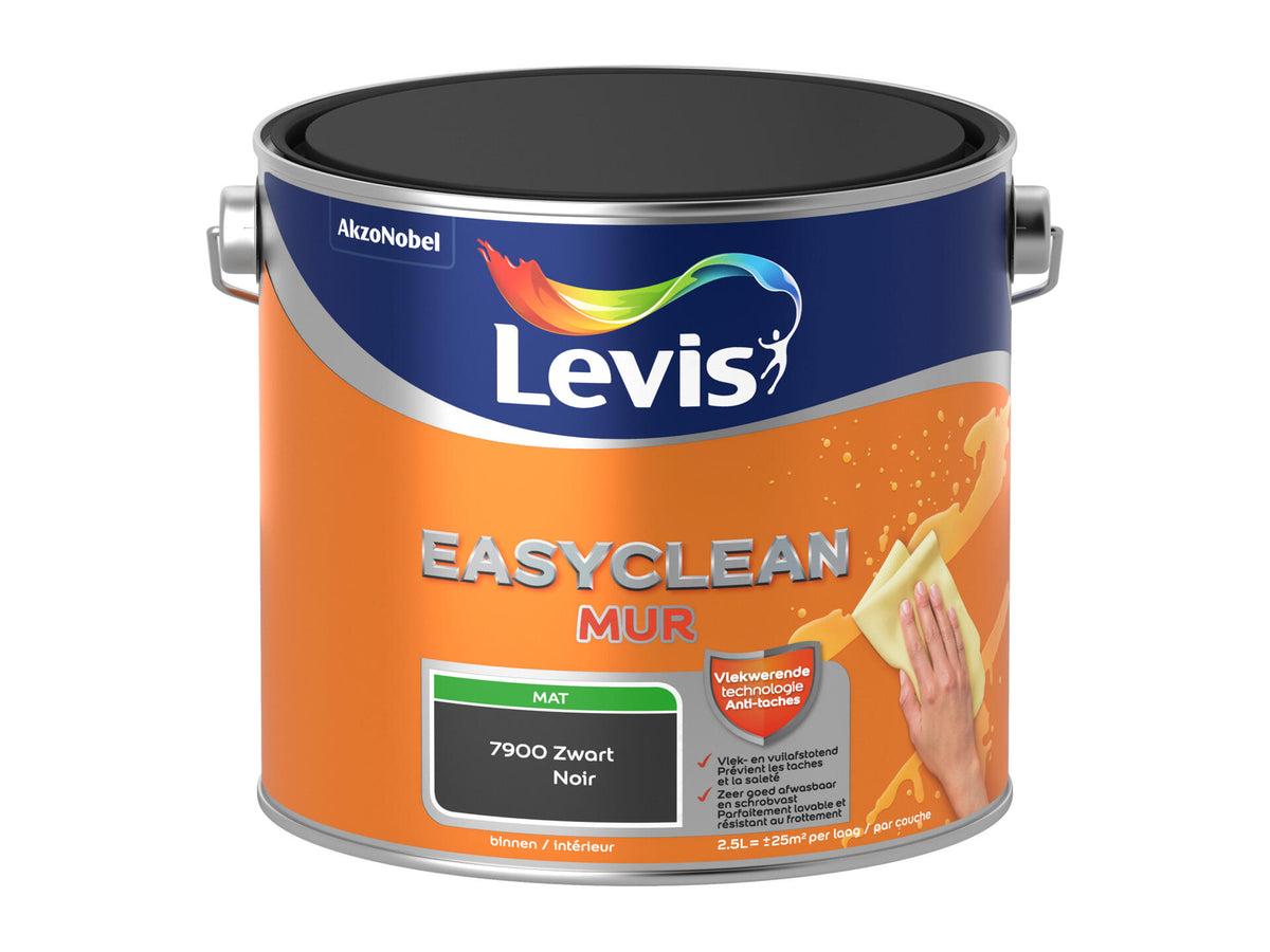 Levis EasyClean muurverf mat 2,5l zwart