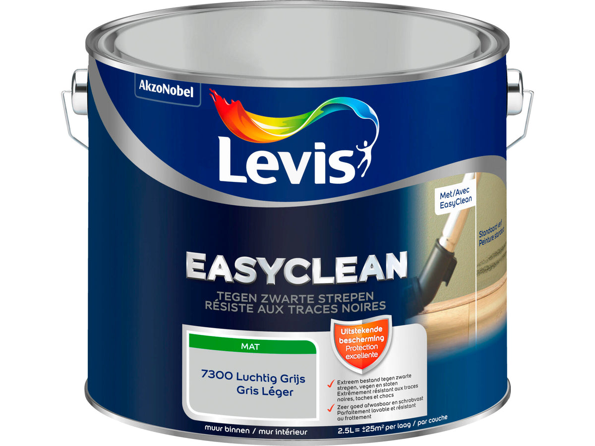 Levis EasyClean muurverf tegen zwarte strepen 2,5l luchtig grijs