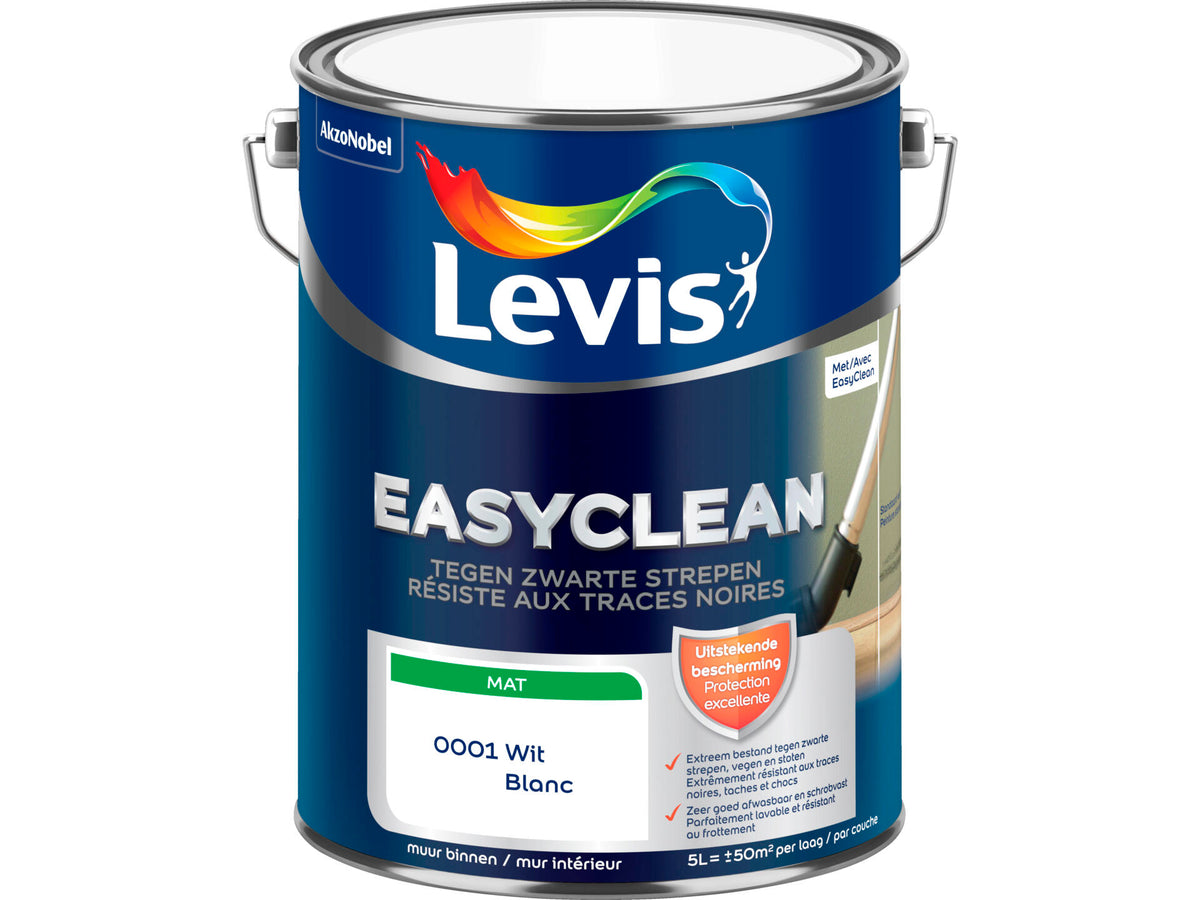 Levis EasyClean muurverf tegen zwarte strepen mat 5l wit