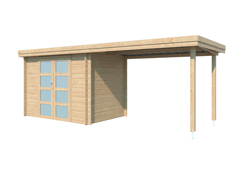Gardenas Ervik I houten tuinhuis 295x205x219 cm blokhut + extensie 300cm