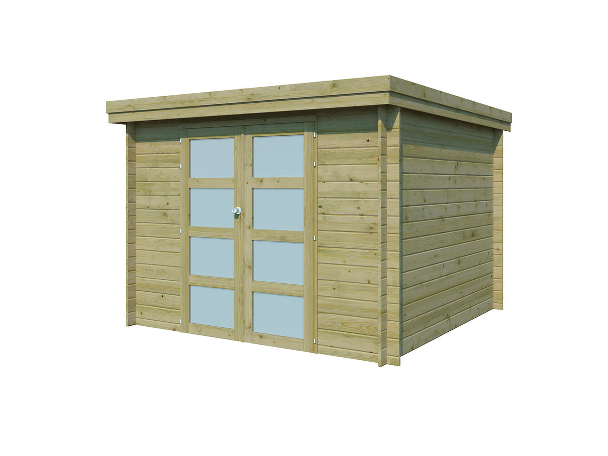 Gardenas Ervik II houten tuinhuis 295x295x219 cm blokhut geïmpregneerd anticondensbescherming