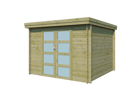 Gardenas Ervik II houten tuinhuis 295x295x219 cm blokhut geïmpregneerd anticondensbescherming