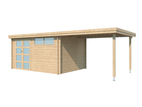 Gardenas Ervik III houten tuinhuis 415x295x219 cm blokhut + extensie 300cm
