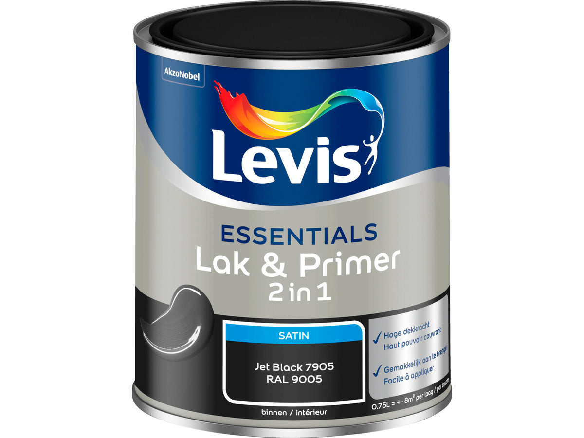 Levis Essentials 2-in-1 lak & primer zijdeglans 0,75l jet black
