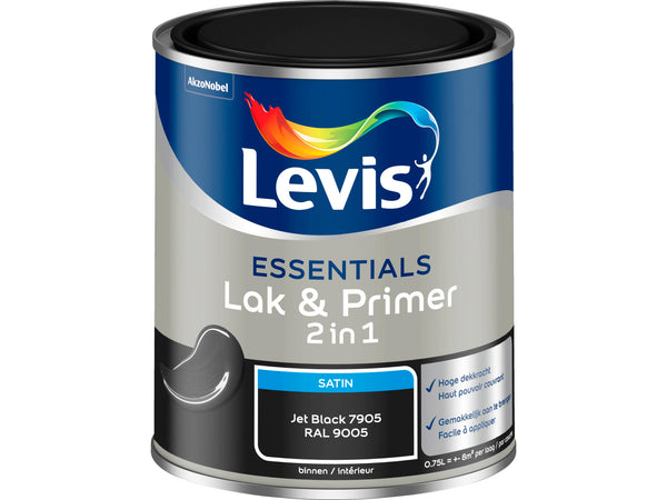 Levis Essentials 2-in-1 lak & primer zijdeglans 0,75l jet black