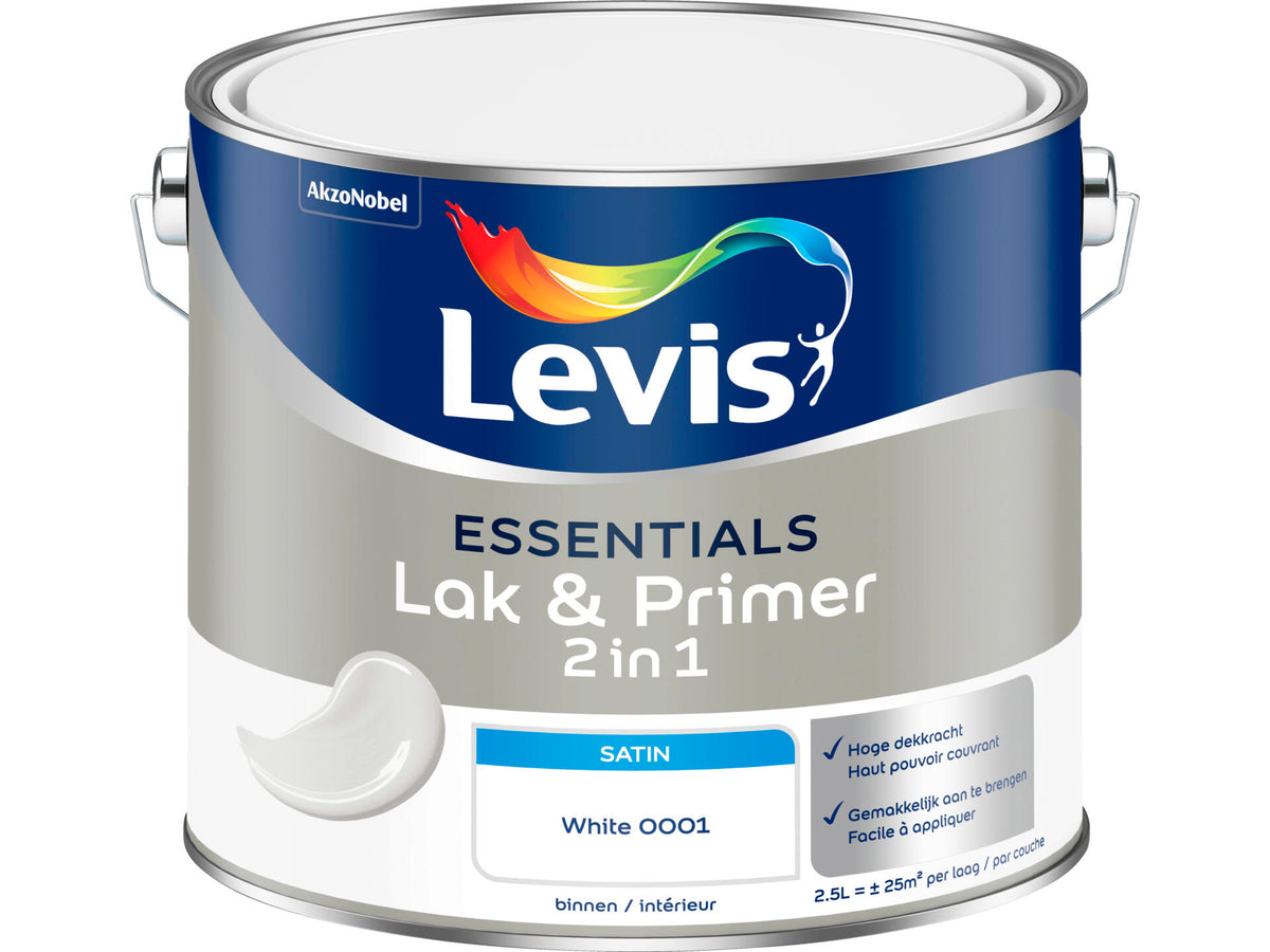 Levis Essentials 2-in-1 lak & primer zijdeglans 2,5l white