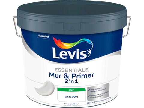 Levis Essentials 2-in-1 muurverf & primer 10l white