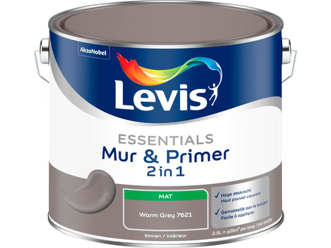 Levis Essentials 2-in-1 muurverf & primer 2,5l warm grey