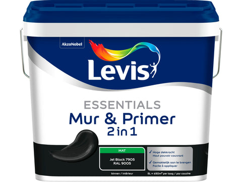 Levis Essentials 2-in-1 muurverf & primer 5l jet black