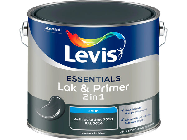 Levis Essentials laque et primer satin 2,5l anthracite grey
