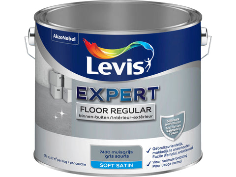 Levis Expert Regular vloerverf zijdeglans 2,5l muisgrijs