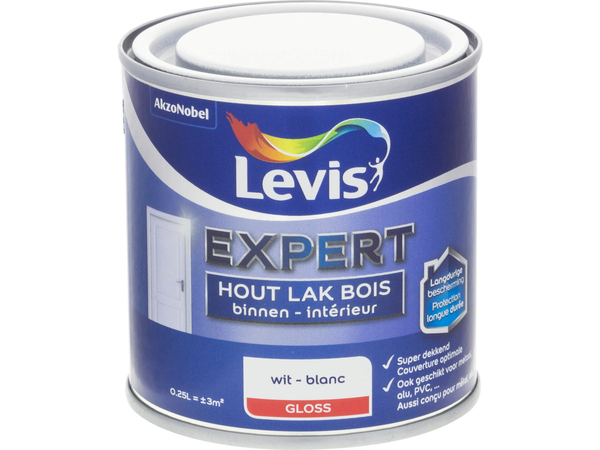 Levis Expert houtlak binnen hoogglans 0,25l wit