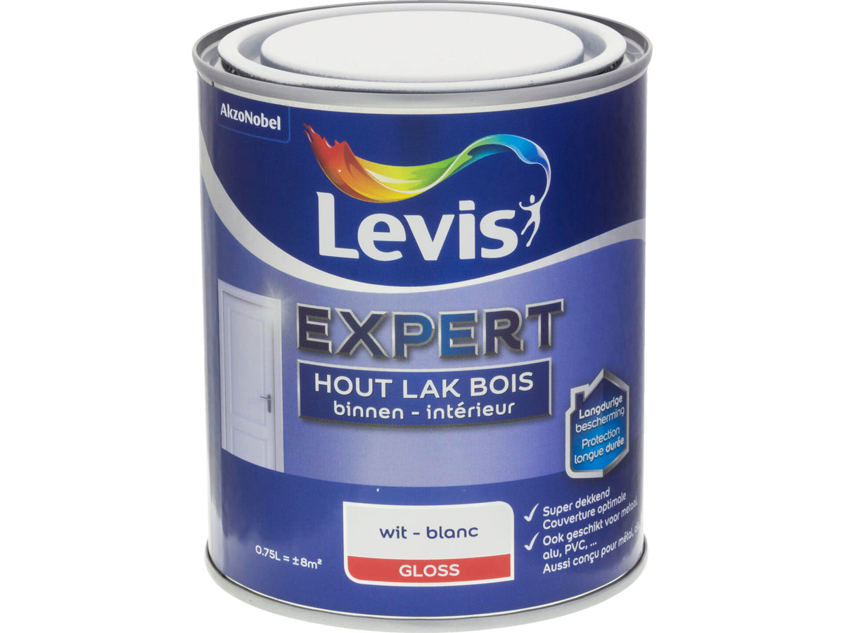 Levis Expert houtlak binnen hoogglans 0,75l wit