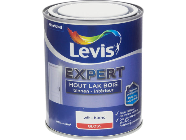 Levis Expert houtlak binnen hoogglans 0,75l wit