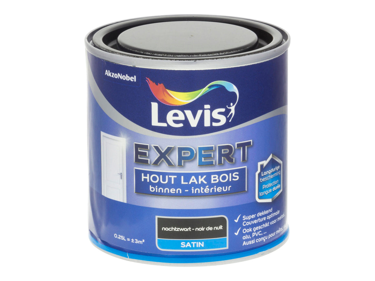 Levis Expert houtlak binnen zijdeglans 0,25l nachtzwart