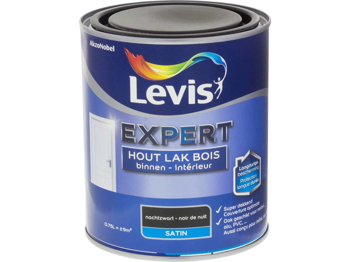 Levis Expert houtlak binnen zijdeglans 0,75l nachtzwart