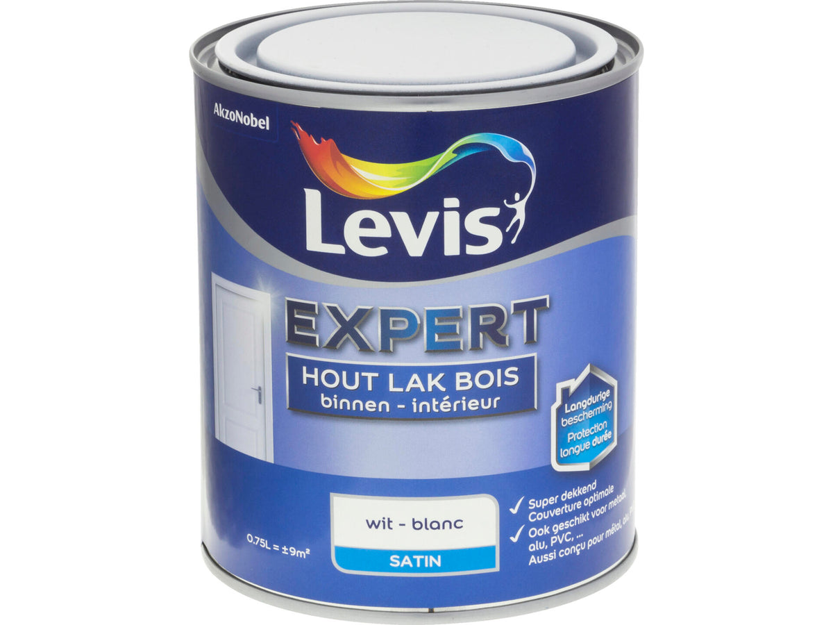 Levis Expert houtlak binnen zijdeglans 0,75l wit