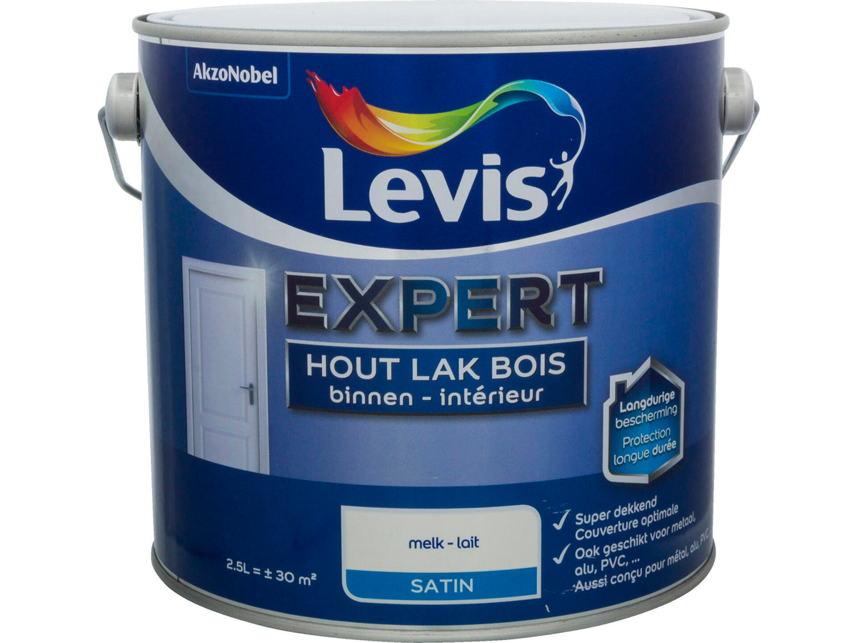 Levis Expert houtlak binnen zijdeglans 2,5l melk