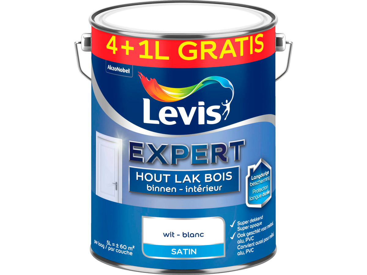 Levis Expert houtlak binnen zijdeglans 5l wit