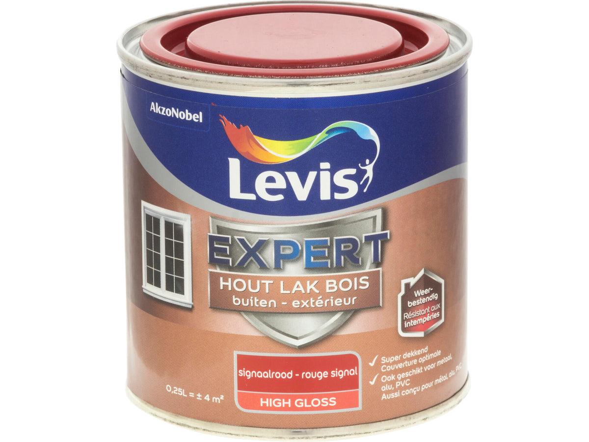 Levis Expert houtlak buiten hoogglans 0,25l signaalrood