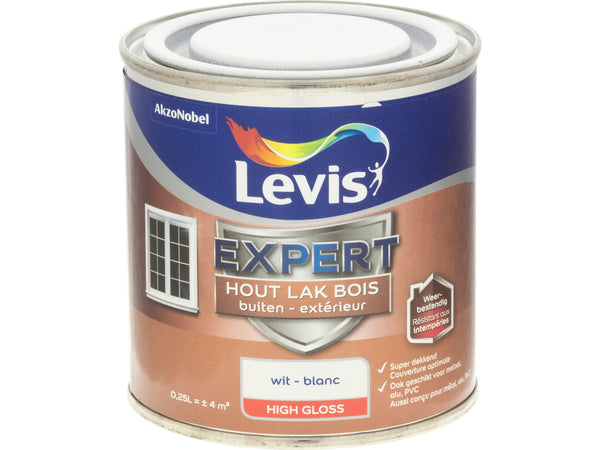Levis Expert houtlak buiten hoogglans 0,25l wit