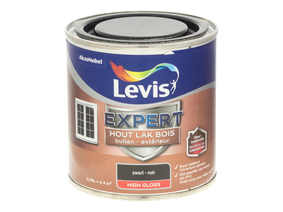 Levis Expert houtlak buiten hoogglans 0,25l zwart