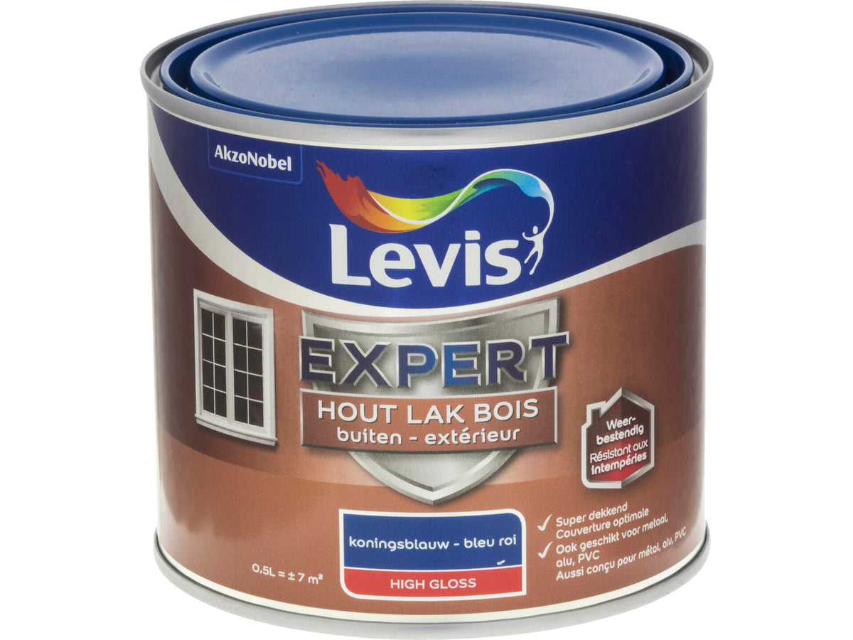 Levis Expert houtlak buiten hoogglans 0,5l koningsblauw
